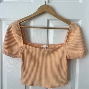 H&M Light Coral Ribbed Crop Top
